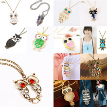 13 styles girl’s Korean Jewelry Retro Owl Necklace long Paragraph Sweater chain,Free Shipping!