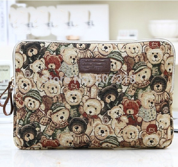 lovely bears 15 inch laptop sleeve fashion canvas protective Computer Bag women and men causal Laptop