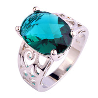 Fashion Sublimate Green Topaz 925 Silver Ring Oval Cut Size 7 8 9 10 Wholesale Free Shipping For Women Jewelry