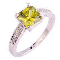 Diverting Fashion Olive Green Peridot 925 Silver Ring Size 7 8 9 10 Wholesale Free Shipping For Unisex Jewelry