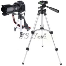 Portable Retractable 3-Way Head 4-Section Tripod with Level Gradienter for Digital Camera Photo Accessories Free Tripod Bag