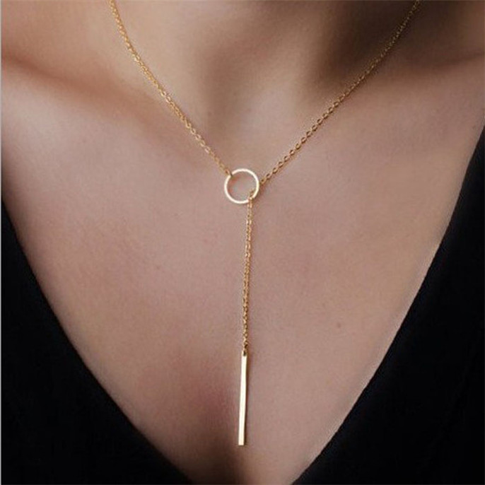 Fashion Necklaces For Women 2015 Hot Chic Y Shaped Circle Lariat Necklace Style Chain Jewelry Collares