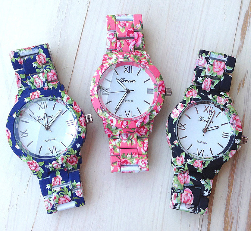 New Fashion Floral Flower GENEVA Watch GARDEN BEAUTY BRACELET WATCH Women Dress Watches Quartz Wristwatch Watches