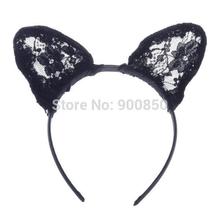 New Fashion Women Lace Cat Ears Headband White Black Cosplay Fancy Dress Sexy Black Cat Ears
