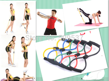Yoga Pilates Sport equipment 8 shaped tubing Fitness Resistance Bands Latex Exercise Tubes Elastic Training Rope
