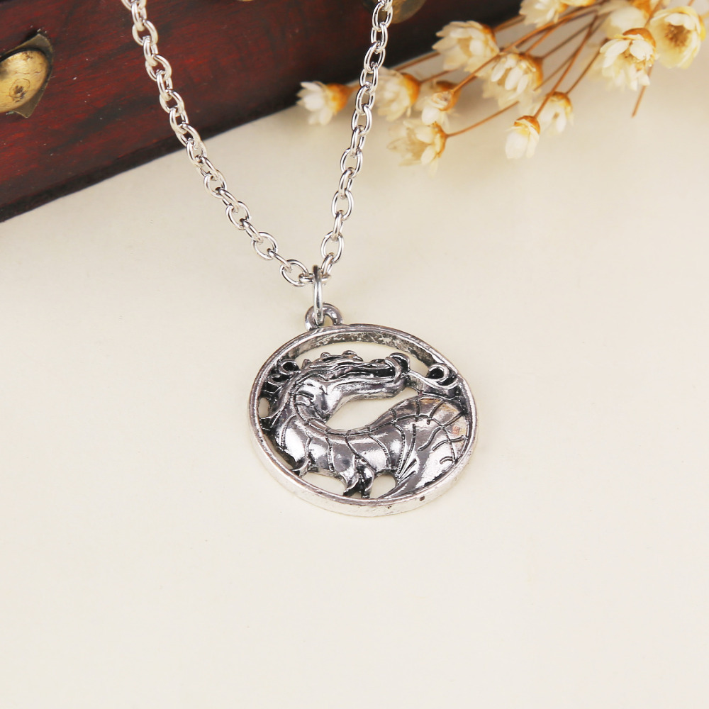Cupid Fashion Jewelry Mortal Kombat Silver Pendant Necklace 4 5 cm with Chain Cosplay Dragon Free