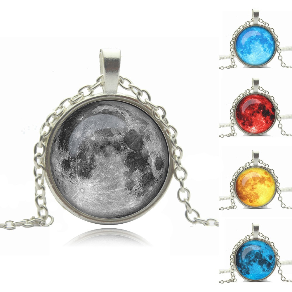 Moon Pendant Full Moon Necklace Pendant Jewelry vintage necklace sterling silver color necklace jewelry Christmas gift