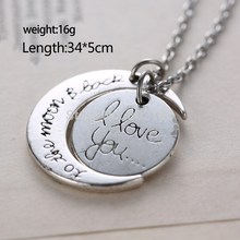 Antique Silver Gold I Love You To The Moon and Back Two Piece Pendant Necklace Hot