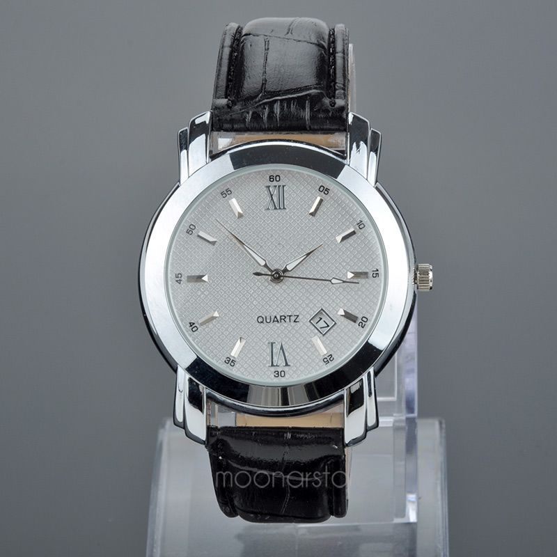 Hot Big Face Luxury Style man s Watch Quartz Wrist Watch With PU leather Strap Analog