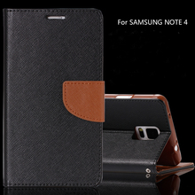Mobile Phone Cases For Note 4 Luxury Leather Colorful Case For Samsung Galaxy Note 4 IV Wallet Cover With Cash Card Holder