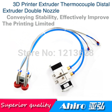 3D printer parts distal extruder double nozzle K type thermocouple and 100k thermistor print head free shipping