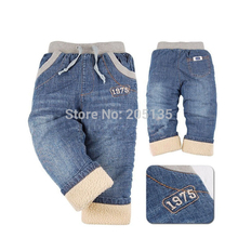 2014 Brand Children winter trousers baby boys girls thick warm cashmere jeans high quality retail 