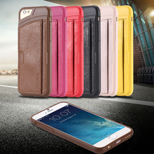 Top Quality PU Leather Card Insert Back Cover For Iphone 6 4.7inch Phone Bag Scratch-resistant Soft Case