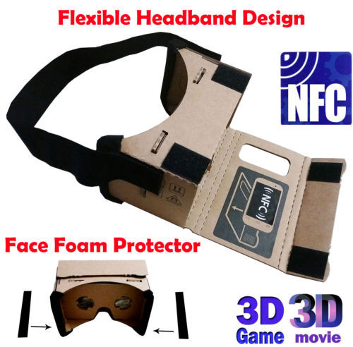Head Mount Google Cardboard NFC 3D Glasses with Face Protector Vr Toolkit for Note 2 3