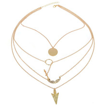 Gold Multi Layers Arrow Necklace For Women Four Layers Angle Wings Arrows Gold Plated Choker Necklace