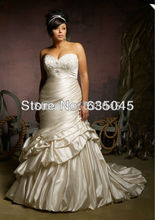 Robe De Mariage Romantic New Custom Made Satin Pleat Beading Mermaid Plus Size Wedding Dress Bridal