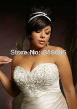 Robe De Mariage Romantic New Custom Made Satin Pleat Beading Mermaid Plus Size Wedding Dress Bridal