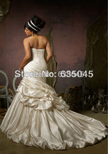 Robe De Mariage Romantic New Custom Made Satin Pleat Beading Mermaid Plus Size Wedding Dress Bridal