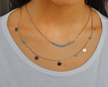 TX1209 Hot fashion simple gold and silver plated double chain turquoise beads sequins necklace for women