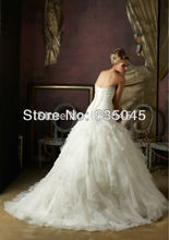 Vestido De Noiva 2015New Custom Made Organza Ruffles Beading Pleat A Line Wedding Dress Bridal Gown