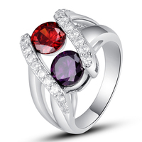 2015 New Design Garnet & Amethyst Stone 925 Silver Ring Size 8 Women Jewelry New Year Gift Free Shipping