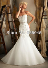 Vestido De Noiva New Custom Made Ivory White Organza Pearls Beading Mermaid Wedding Dress Bridal Gown