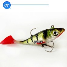 2015 New Upload Red Long Tail Lead Fish Soft Fishing Bait Lures 10.8g 8.4cm Jig Hook Lure