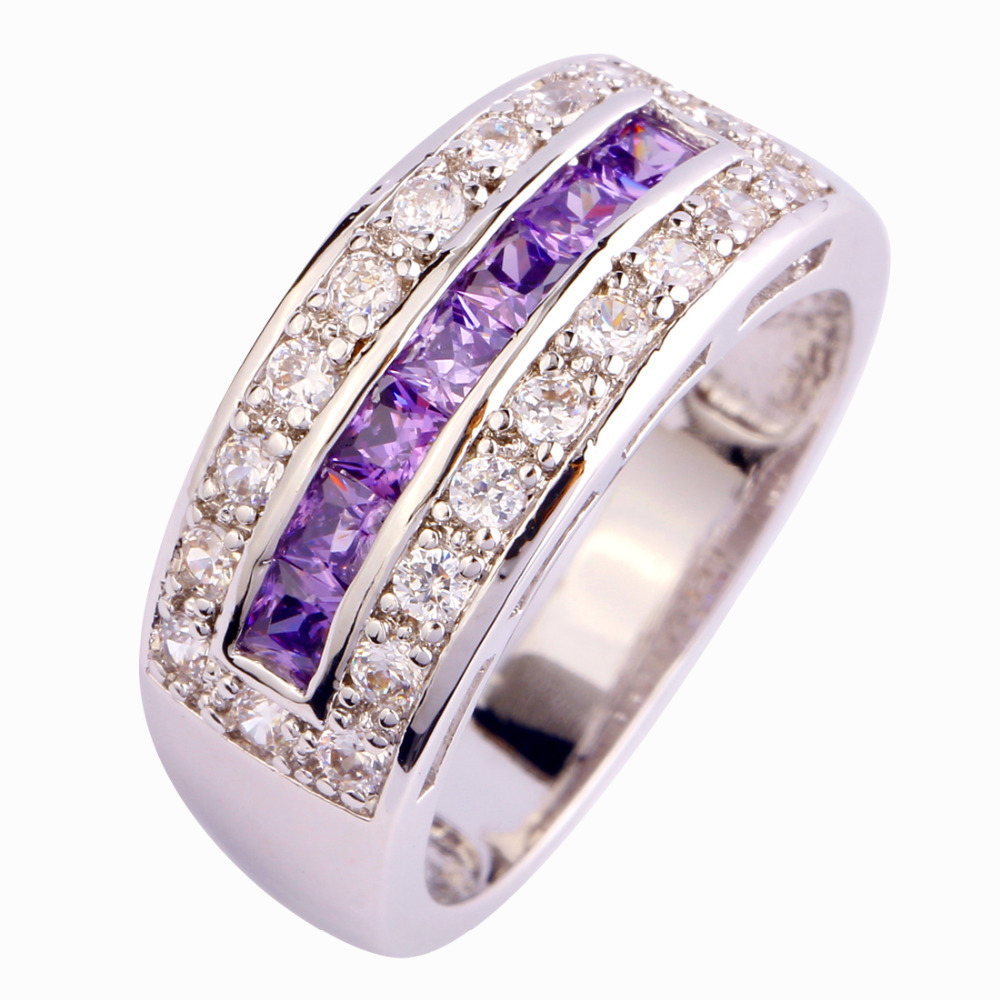 2015 New Posh Purple Amethyst 925 Silver Ring Size 8 Free Shipping Wholesale Jewelry For Women