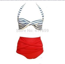 1pcs High Waist Bikini Swimsuit Summer Sexy Retro Pinup Rockabilly Vintage Swimwear M XL Wholesale