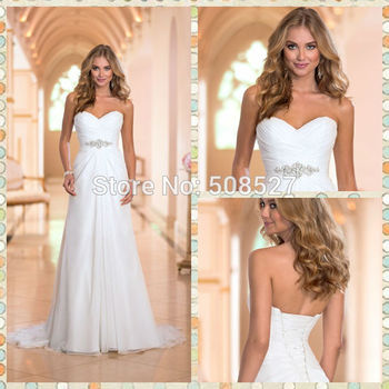 Vestido де Noiva 2015 новые прибытия платье белый / слоновая кость шифон модные свадебные платья Vestido халат де Mariage свадебные платья
