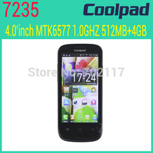Cheap Original Coolpad 7235  Smartphone MTK6577 Dual Core 4GB ROM 3MP Camera  WiFi  Russian Multi-language Support 7235 phone