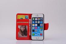2014 New Luxury Retro 100 Real Leather Case for iphone 4 4S 5 5S Wallet Stand