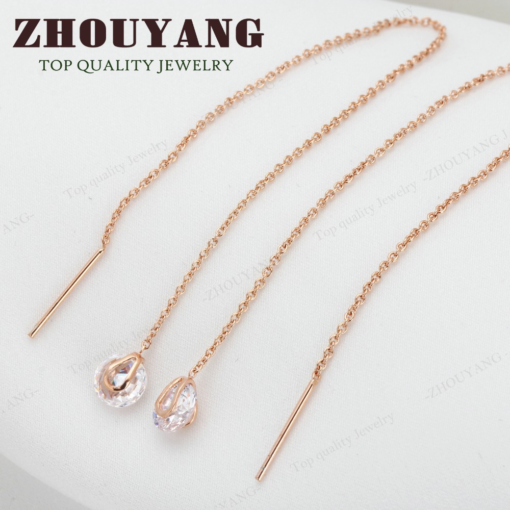 Top Quality CZ Diamond 18K Rose Gold Plated Drop Earrings Jewelry Austrian Crystal Wholesale ZYE549