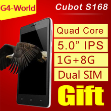 New Original Cubot S168 Android Smartphone MTK6582 Quad Core 1.3GHz Processor 8G ROM 1G RAM 5.0” Screen 5MP Camera Cell Phones