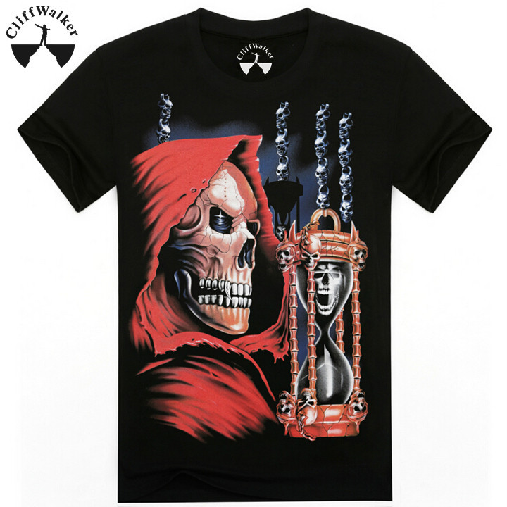 Newest Design Hot Sale High Quality Wholesale Hooded Skull 3D Printed Fashion Cotton Brand T shirt