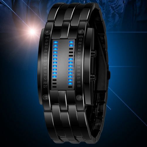 Hot Waterproof Luxury Lovers Wristwatch Men Women Stainless Steel Binary Luminous LED Electronic Display Watches Cool