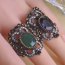 Vintage Fine Sapphire Turkish Jewelry Love Ring O Anel Austrian Crystal Aneis Accessories Brand Bijuteria Resin
