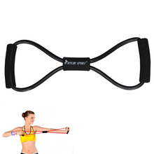 fitness equipment resistance band figure 8 exercise tube yoga workout black for wholesale and free shipping