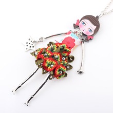Neway doll necklace dress pendant 2015 new acrylic alloy star girl women multicolor flower figure fashion
