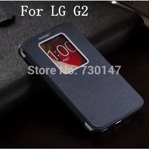  High quality smart View window PU Flip leather cell phone case for LG optimus G2