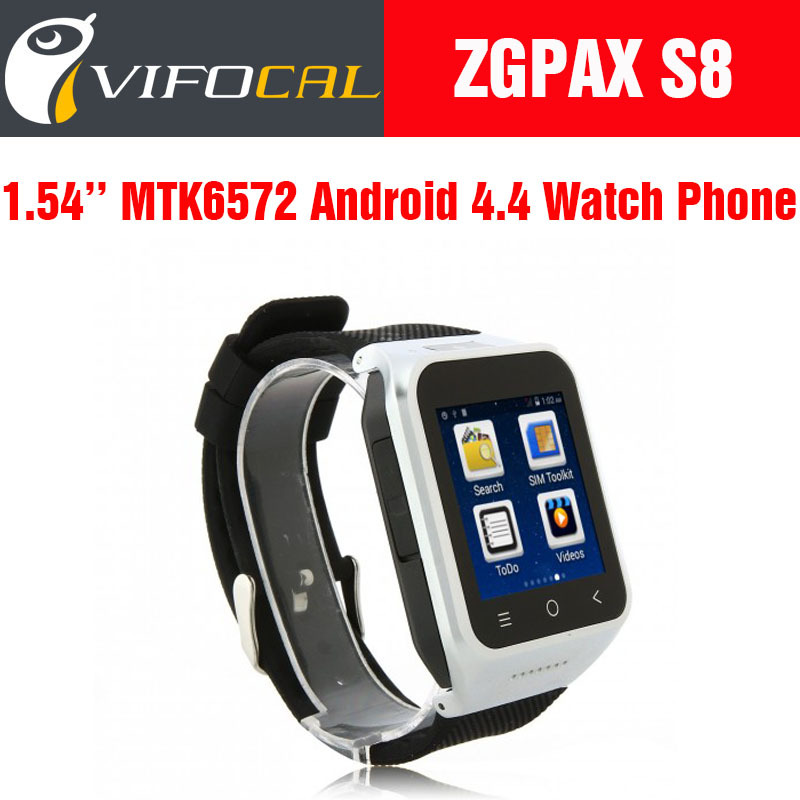 Original ZGPAX S8 Watch Mobile Phone 1 54 Screen MTK6572 Dual Core Android 4 4 OS