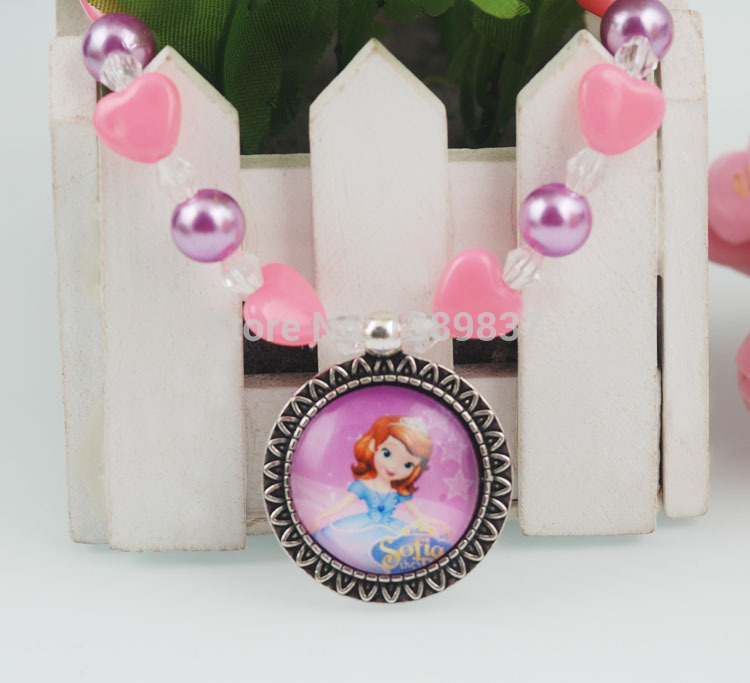 Princess Sofia heart beads chunky necklace Purple pearl beadsBaby s jewelry Accessory Sofia the first jewelry