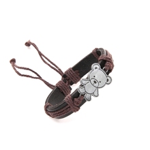 100% Brand New Bear Bracelet Charm Genuine Leather Bracelets Men Bracelets for Women Gifts