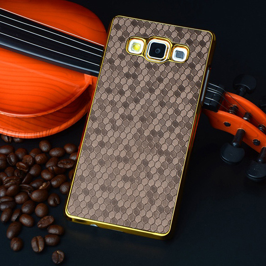 Luxury Retro Style Square Grid Chromed Edge Hard Case For Samsung Galaxy A5 A5000 Plastic Mobile