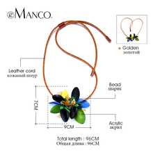 Green acrylic necklace new 2015 spring summer new womens eManco fashion leather cord jewelry necklace necklaces