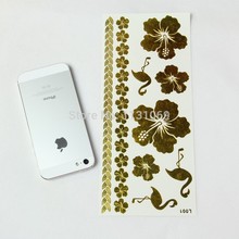 Sexy Classic Flower Flash Tattoo Jewelry Temporary Tattoos Gold Tattoo Sleeve Tatuagem Dourada Gold Tatoo Tatuajes