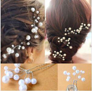 Women Ladies Wedding Bride Hair Clip Hairband Pearl Flower Silver Color