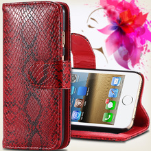 Mobile Phone Bags Cases For Apple iphone 6 Plus 5 5 Snake Skin Leather Flip Wallet
