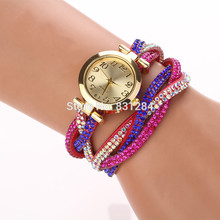 2015 Colorful Ladies Luxury Rhinestone Wrap Bracelet Quartz Wristwatches Women Dress Watches Relogio Feminino Dropshipping XR748