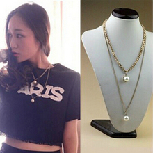 2015 Unique Charm Brand Design Gold Plated 3 Layer Clavicle Chain Bar Necklace Long Choker Necklace